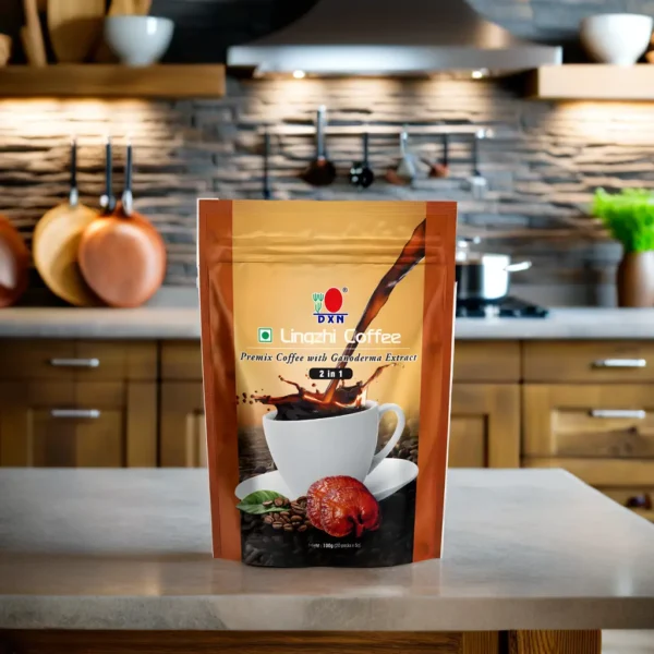 Lingzhi Coffee 2 in 1 প্যাকেট সহ একটি কাপ গ্যানো কফি – স্বাস্থ্যকর এবং অর্গানিক পানীয়