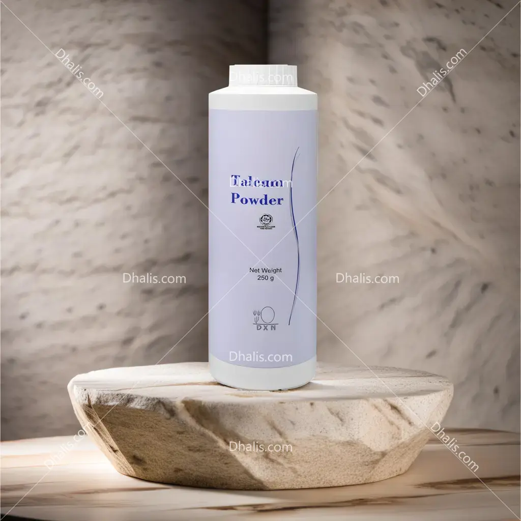 DXN Talcum Powder for sweat absorption, skin freshness, and protection with natural ingredients
