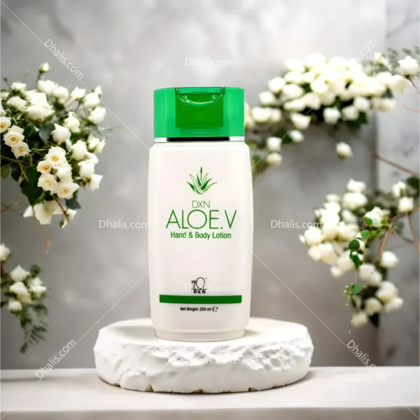 "DXN Aloe V Body Lotion প্রাকৃতিক অ্যালো ভেরা দিয়ে তৈরি, ত্বককে নরম, মসৃণ এবং স্বাস্থ্যকর রাখে।"