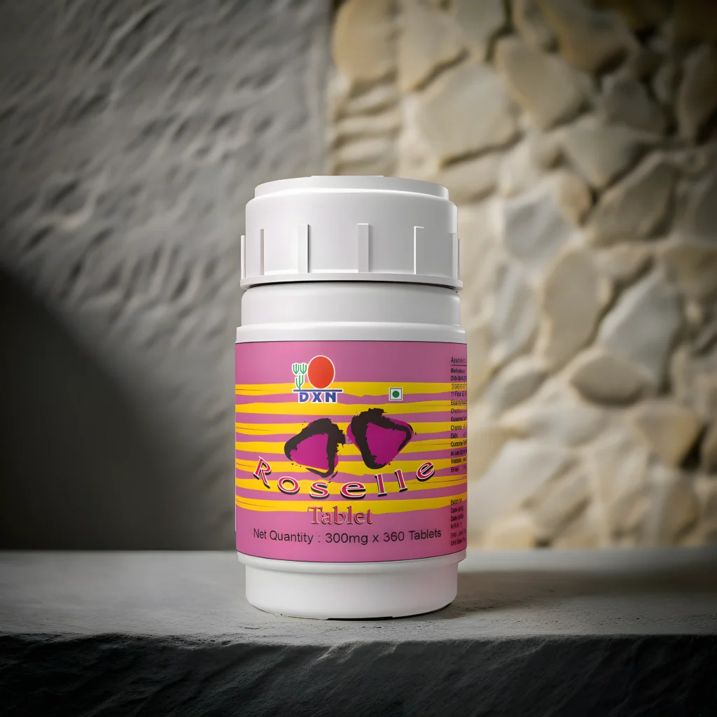 DXN Roselle Tablet bottle with 120 natural antioxidant tablets for immunity and heart health
