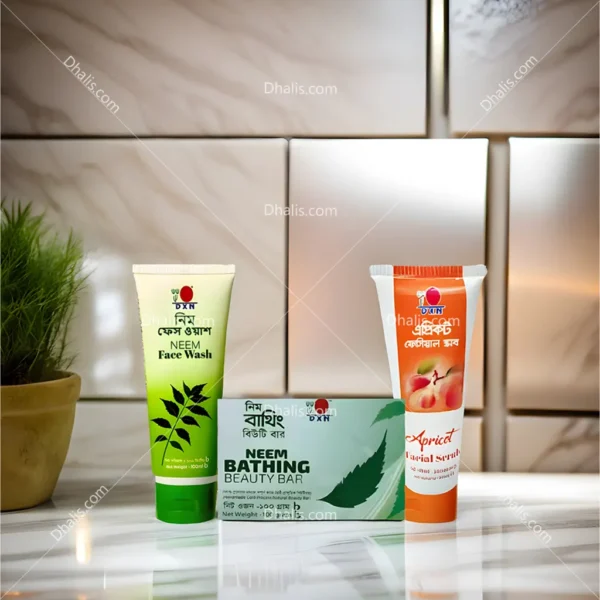 DXN Skin Care Combo with Neem Face Wash, Apricot Scrub & Beauty Bar